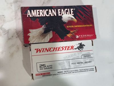 2 boxes of .25 Auto Price is per box