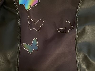 Black Car Seat Cover with Rhinestone Butterfly Design