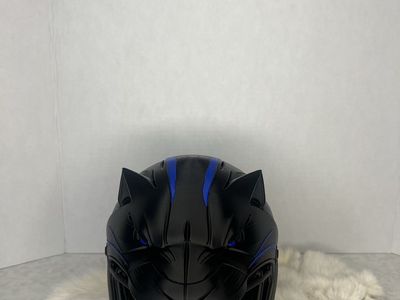Custom mini Panther Football Helmet with Blue Stripes - Unique Design