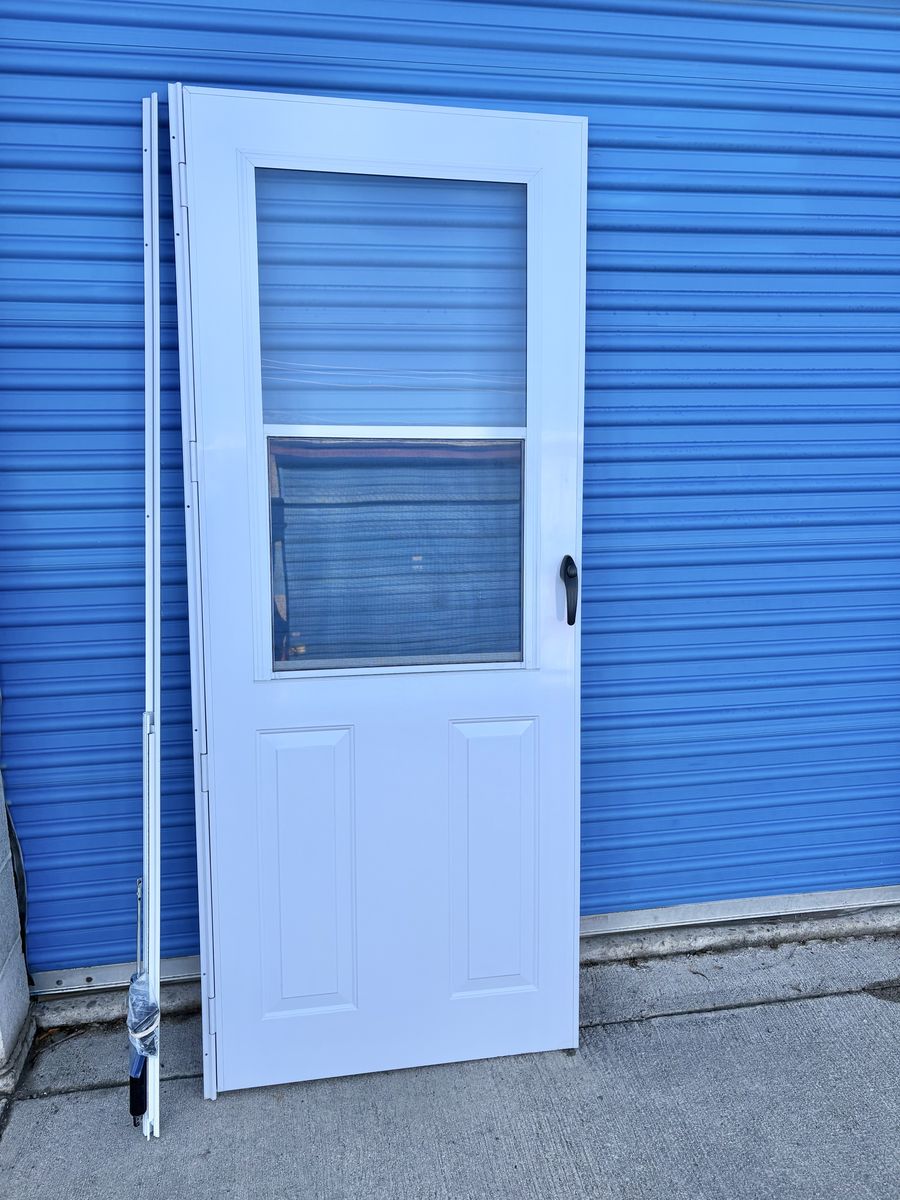 Guardian White 31x79 Storm Door With Hardware