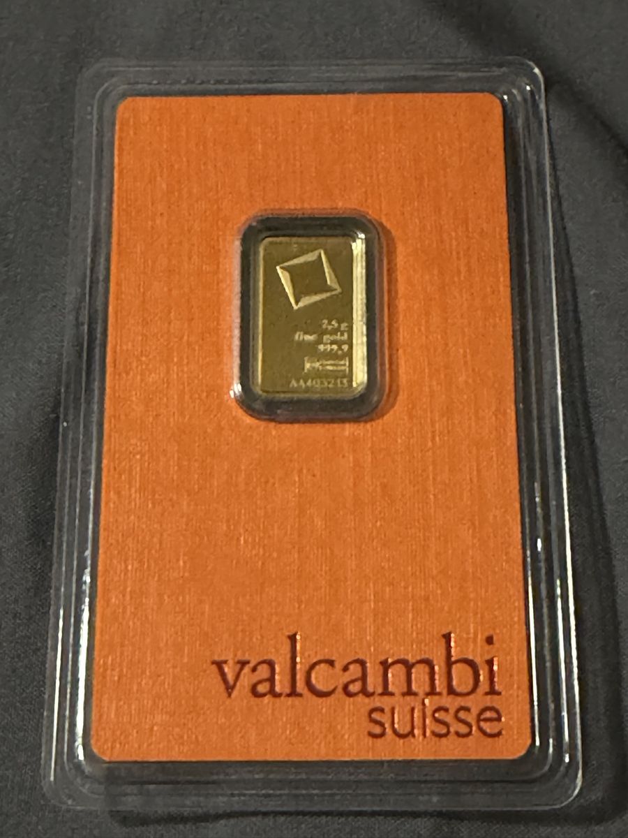Valcambi Suisse 2.5g Fine Gold Bar .999, 1987 China 10Y Gold Panda Coin, 1/10 oz coin coins, 1 gram gold bars.