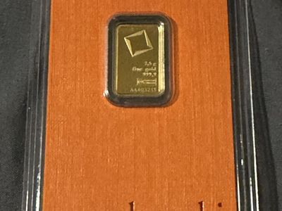 Valcambi Suisse 2.5g Fine Gold Bar .999, 1987 China 10Y Gold Panda Coin, 1/10 oz coin coins, 1 gram gold bars.