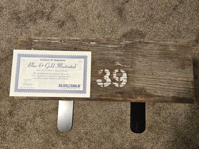 Rawlings Blue & Gold Illustrated #39 Football Game Used Bench with Certificate of Authenticity