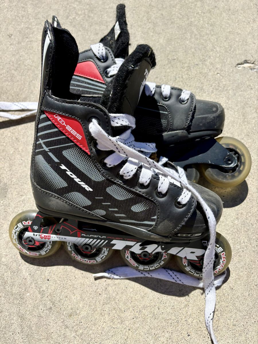Tour RG-225 Youth Inline Roller Hockey Skates, US Size 1-4, EU 32.5-36.5, Black/Red
