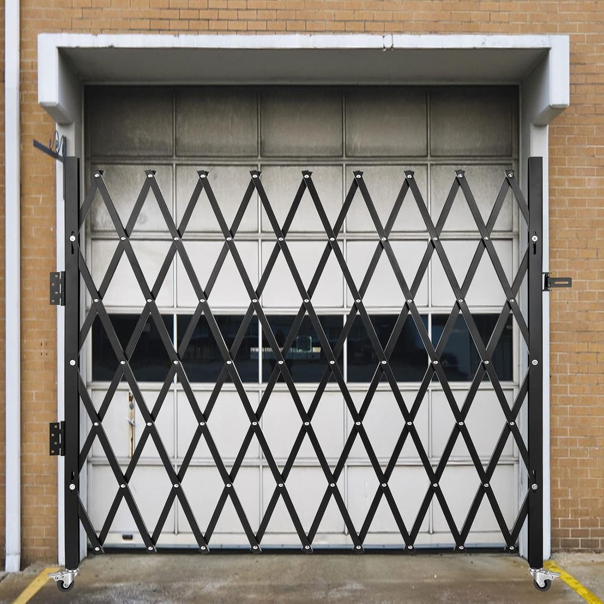 NEW Single Folding Security Gate, 7 ft H x 7 ft W Folding Door Gate, Steel Accordion Security Gate