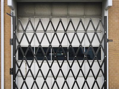 NEW Single Folding Security Gate, 7 ft H x 7 ft W Folding Door Gate, Steel Accordion Security Gate
