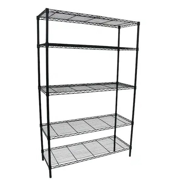 HDX 5-Tier Steel Wire Shelving Unit in Black (36 in. W x 72 in. H x 16 in. D)