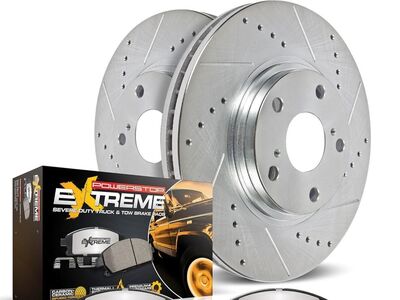 Power Stop REAR Brake Kit 2013-2022 Ford F-250 & F-350 Super Duty Tow Brake Pads Drilled & Slotted Rotors K6407-36