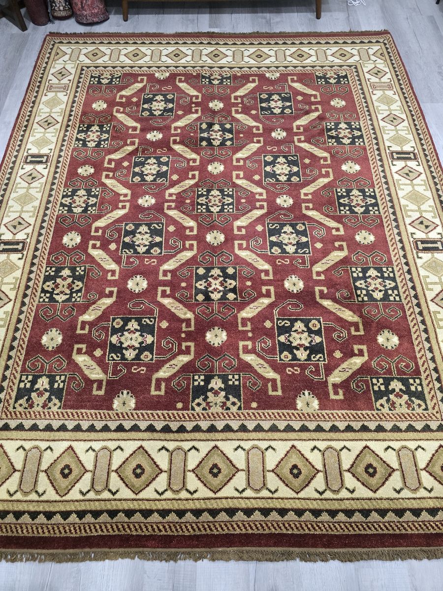 New 8' x 10' Handknotted Wool Rug, Indo Kazak
