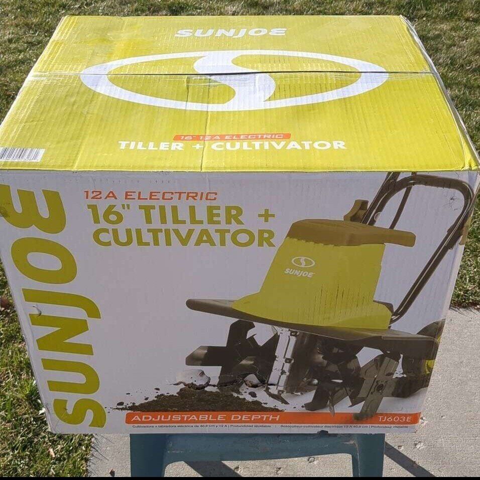 New, never opened Sun Joe (SunJoe) 16" 12A tiller