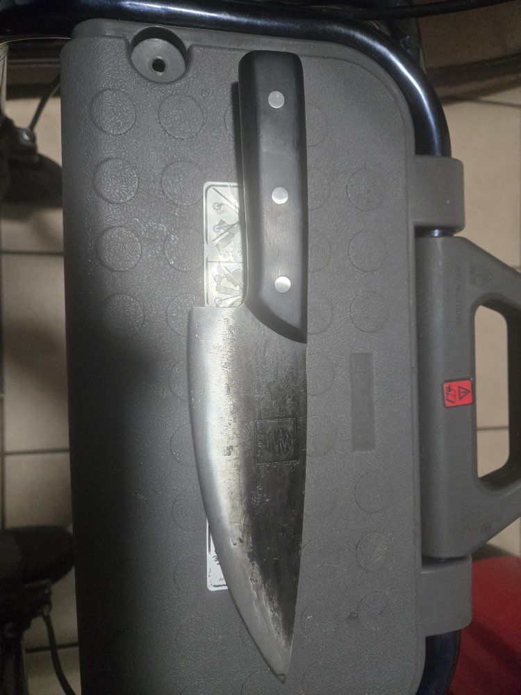 Kitchen Chef's Knife, Large Blade, Black Handle, Full Tang