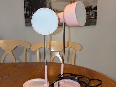 Pink Gooseneck Desk Lamps, Set of 2, Flexible Lighting for Home Office or Bedroom