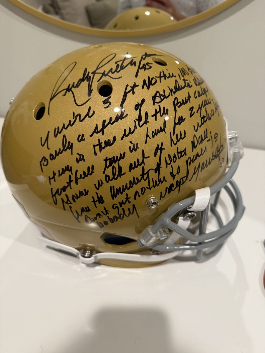 Rudy Ruettiger Autographed Notre Dame Helmet JSA COA Full Movie Quote