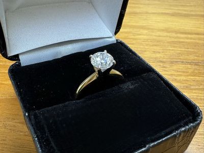 1 Carat Lab Grown Diamond Ring 14K Yellow Gold VS2 E IGI Certified Size 5 Round Brilliant Cut