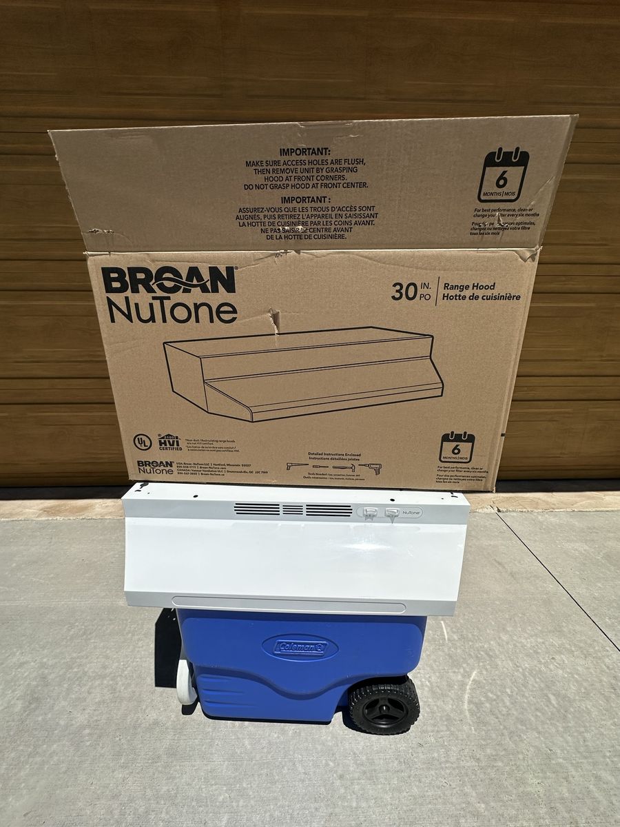 Broan NuTone 30 in. White Range Hood - Like New in Box, Used very little.