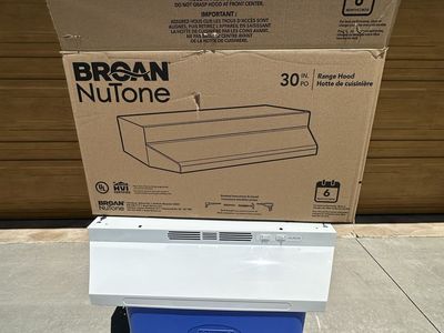 Broan NuTone 30 in. White Range Hood - Like New in Box, Used very little.
