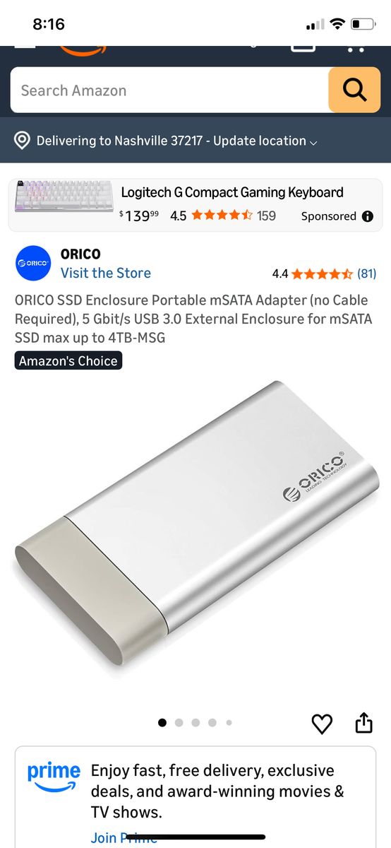 ORICO SSD Enclosure Portable mSATA Adapter