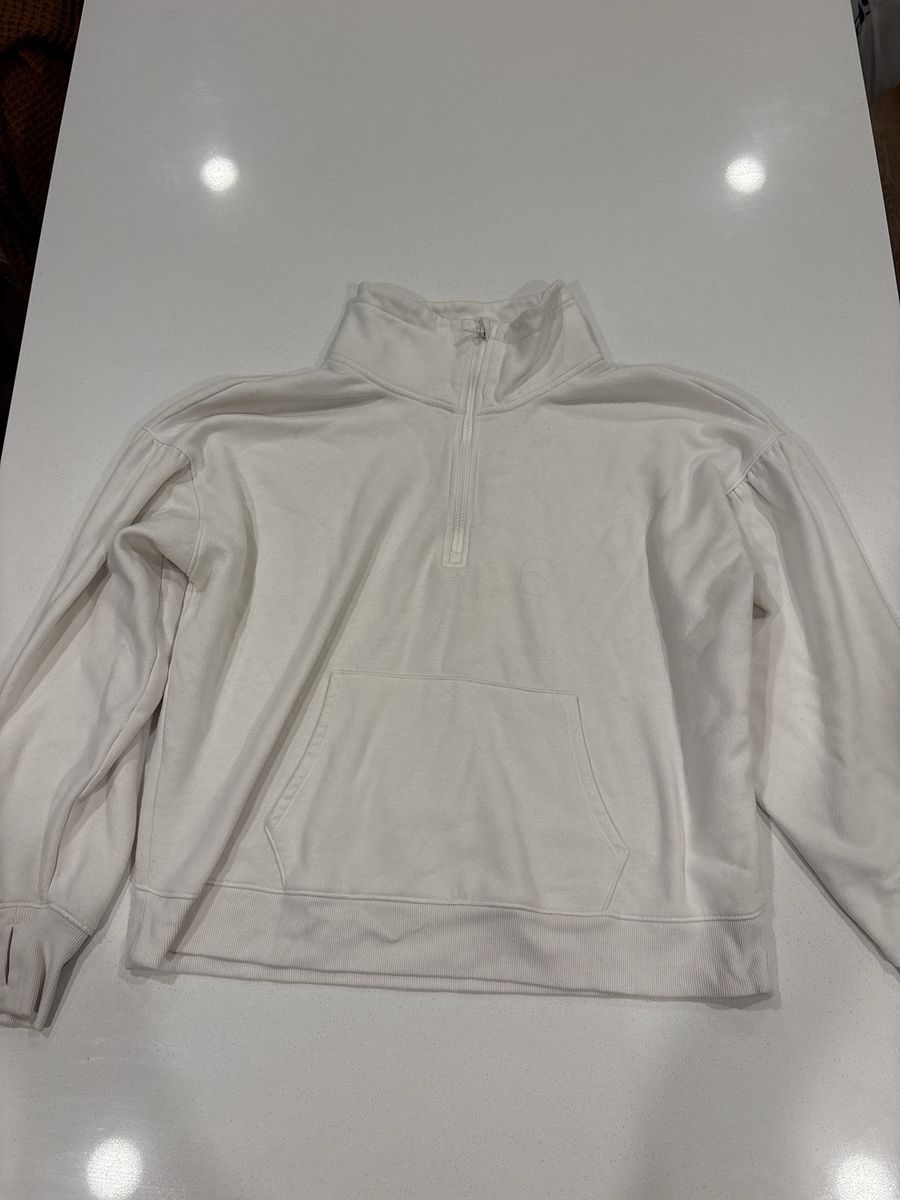 All In Motion Women's Half-Zip Off-White Fleece Pullover Sweatshirt - Large/XL