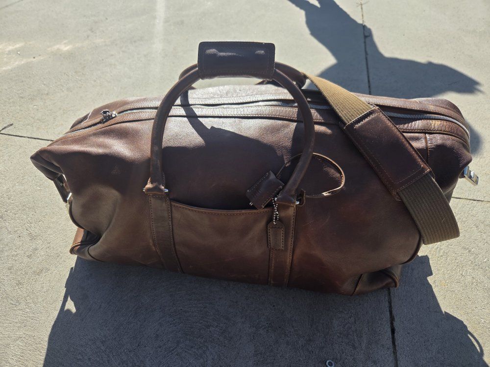 Authentic Coach Brown Leather Duffel Bag