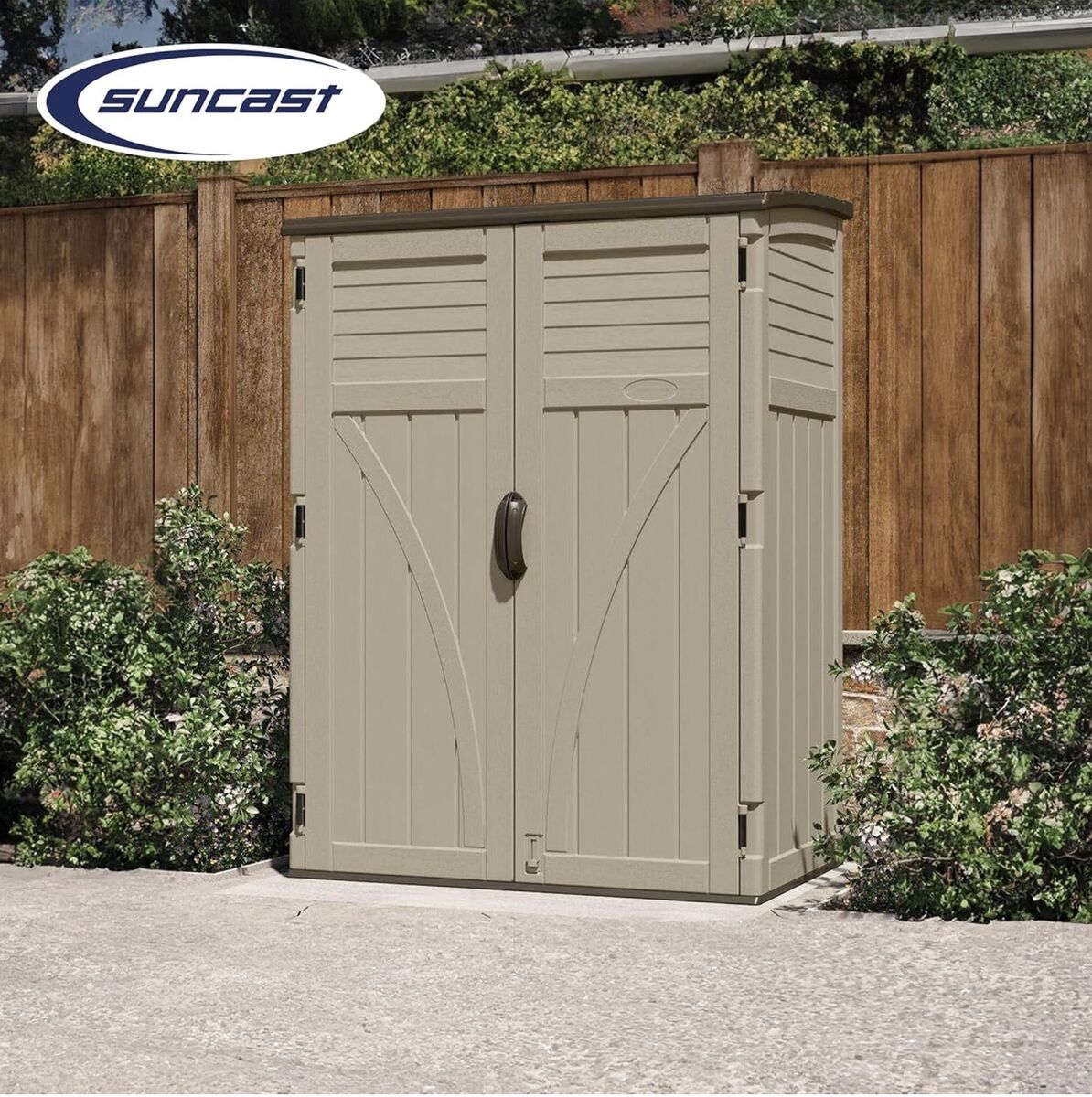$99 LESS THAN HOME DEPOT & AMAZON! BRAND NEW IN BOX Suncast 54 CF Large Vertical Storage Shed