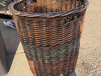 Vintage Wicker and Rope Storage Laundry Basket