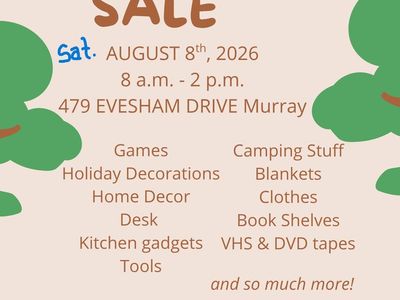 Moving Yard Sale - Sat. August 8th in Murray (8 AM - 2 PM)
