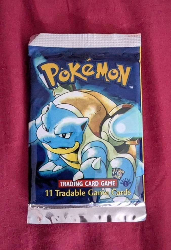 1st Edition Pokemon Base Set Booster Pack Blastoise Artwork Sealed 1999 Wizards of the Coast