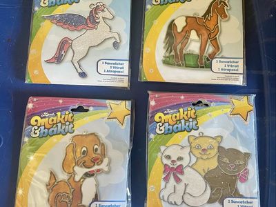 New! Makit & Bakit Suncatcher Craft Kits Lot: Unicorn, Horse, Dog, Cats, & Butterfly