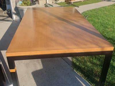 Modern Wood Top Dining Table with Black Metal Frame