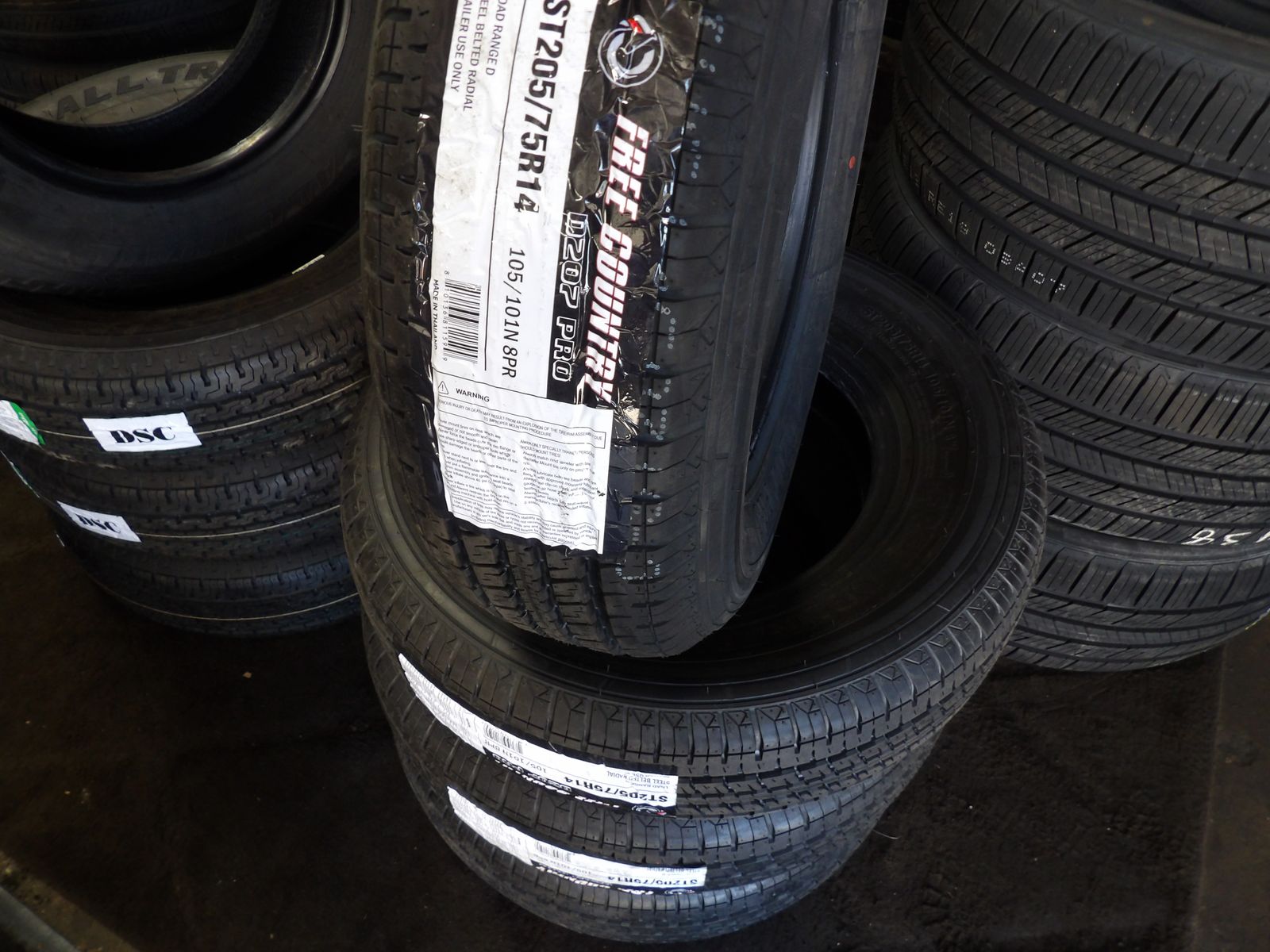 205/75R14 FREE COUNTRY D207 SET OF NEW TRAILER TIRES