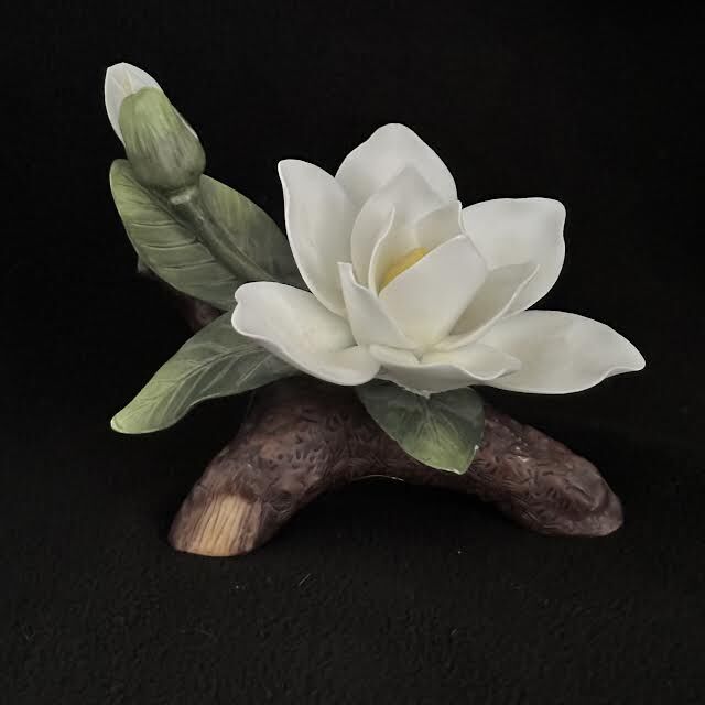 ANDREA SADAK White Magnolia and Bud on Branch Figurine Vintage