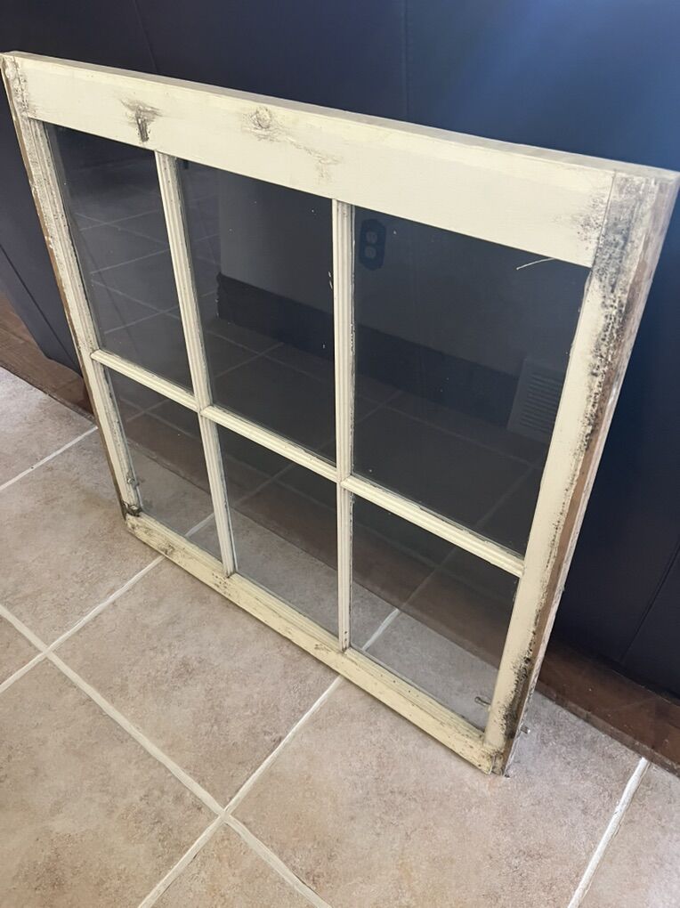 Antique 6 panel window 34 X 33 all glass in tact
