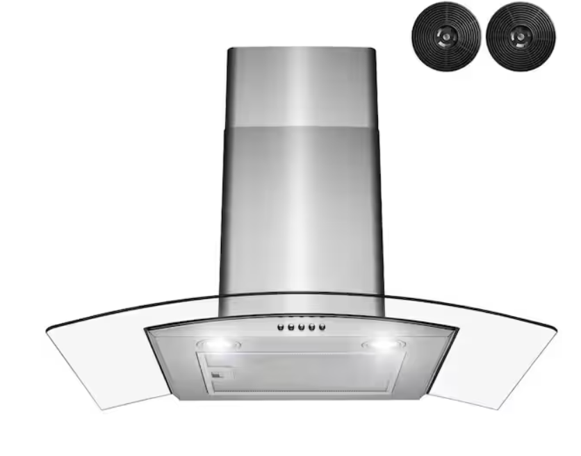 Glass range hood