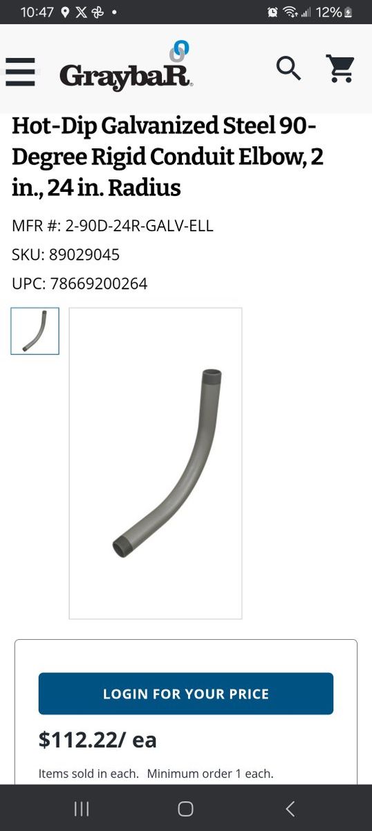 2" rigid steel conduit 90 degree long sweep elbows