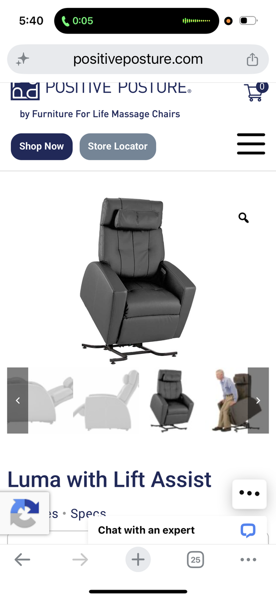 Positive Posture Luma Lift Recliner - Black Power Lift Chair w/ Heat & Zero Gravity