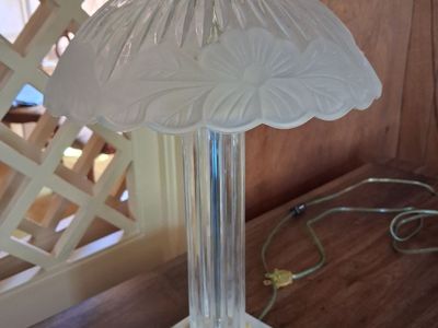 Vintage Frosted Glass & Marble Table Lamp