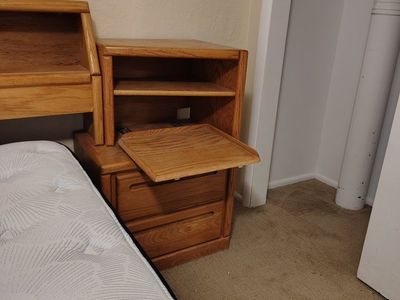Oak Wood Queen Size complete bed set with Dresser - Serta PerfectSleeper Adamsville Dreams Mattress