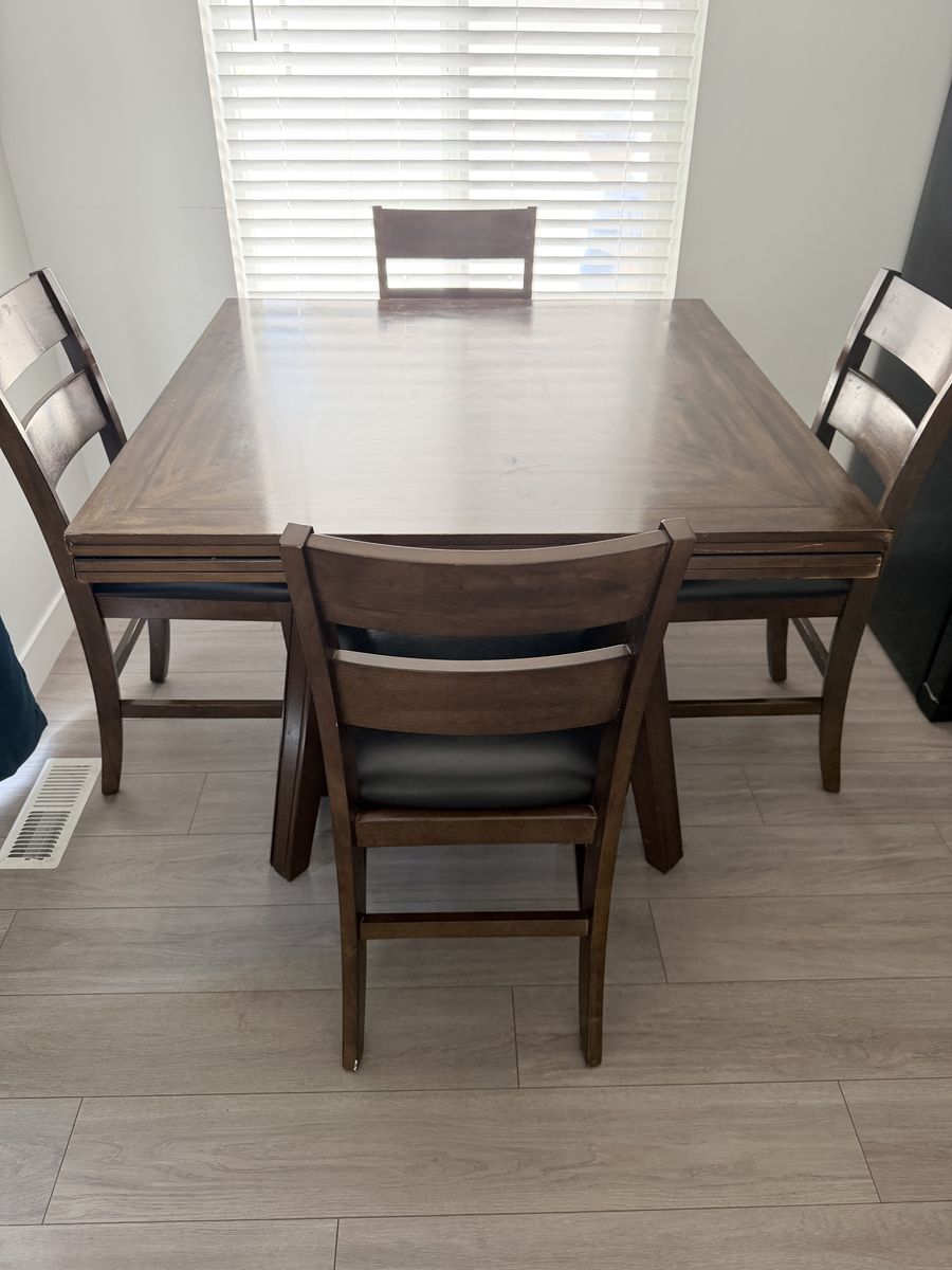 Convertible Drop-Leaf  Counter Height Dining Table with 8 Chairs - Round to Square