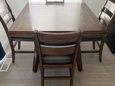 Convertible Drop-Leaf Counter Height Dining Table with 8 Chairs - Round to Square