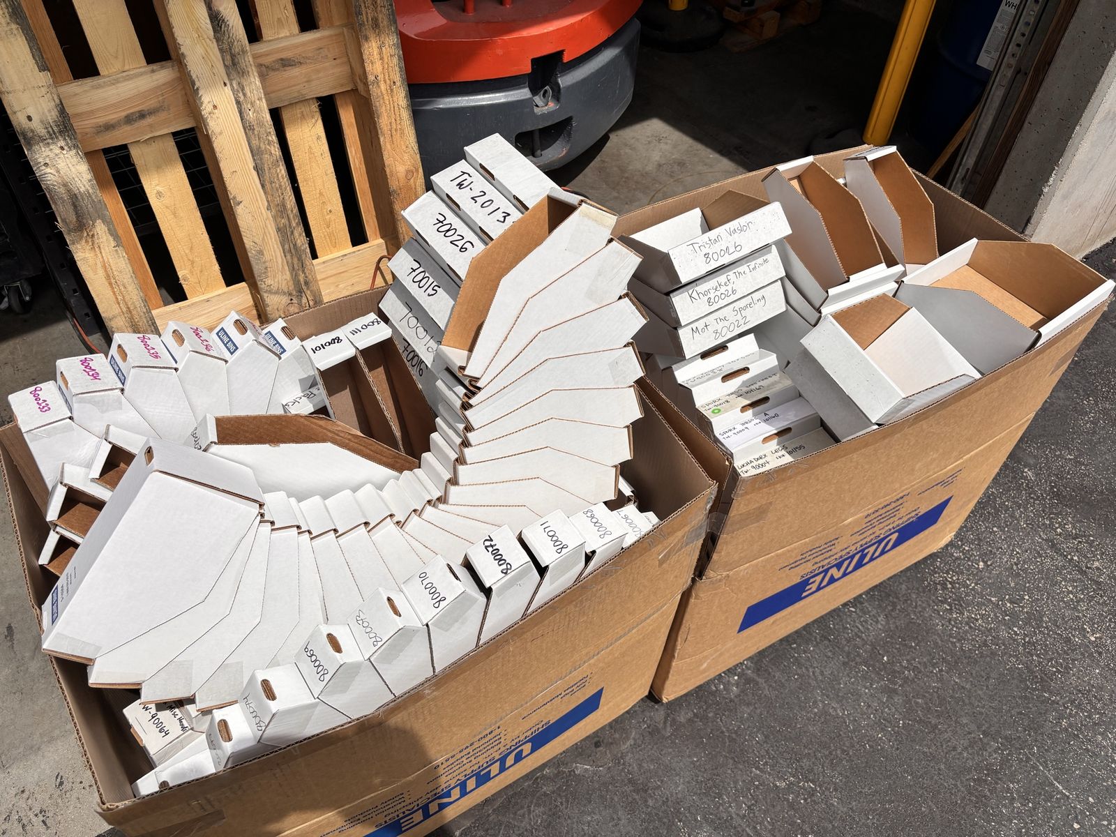 Lot of White Cardboard Storage Boxes