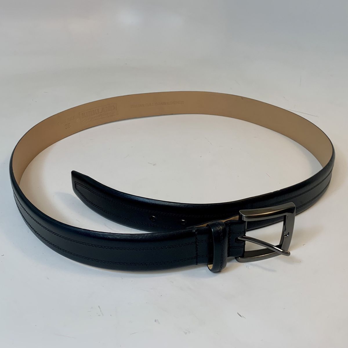 Size 38 Black Leather Belt Kirkland Signature