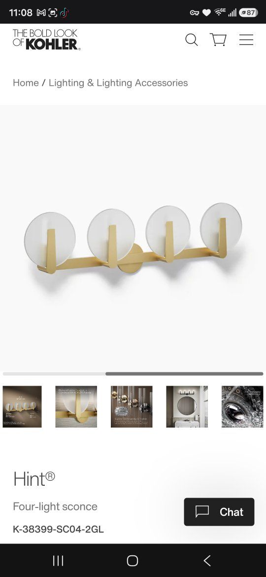 Kohler Hint 4-Light Sconce Brushed Modern Brass Frosted Glass