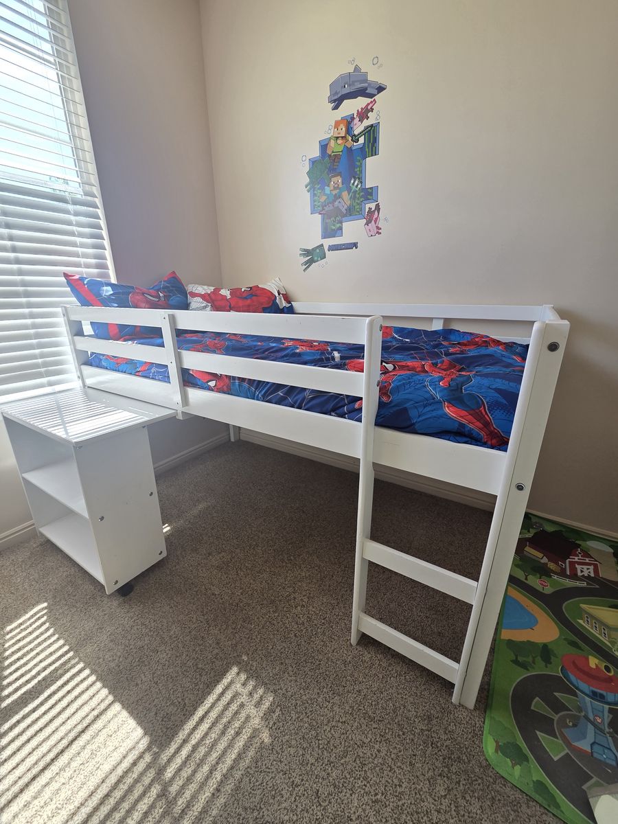 Twin Loft Bed with desk $100