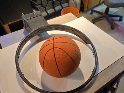 Basketball hoop, metal, full size, breakaway feature.