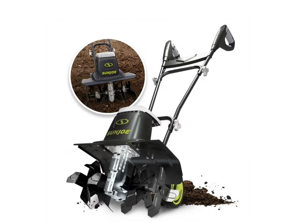 NEW! Sun Joe 12-Amp Corded Electric Garden Tiller and Soil Cultivator Machine for Yard, 16-Inch