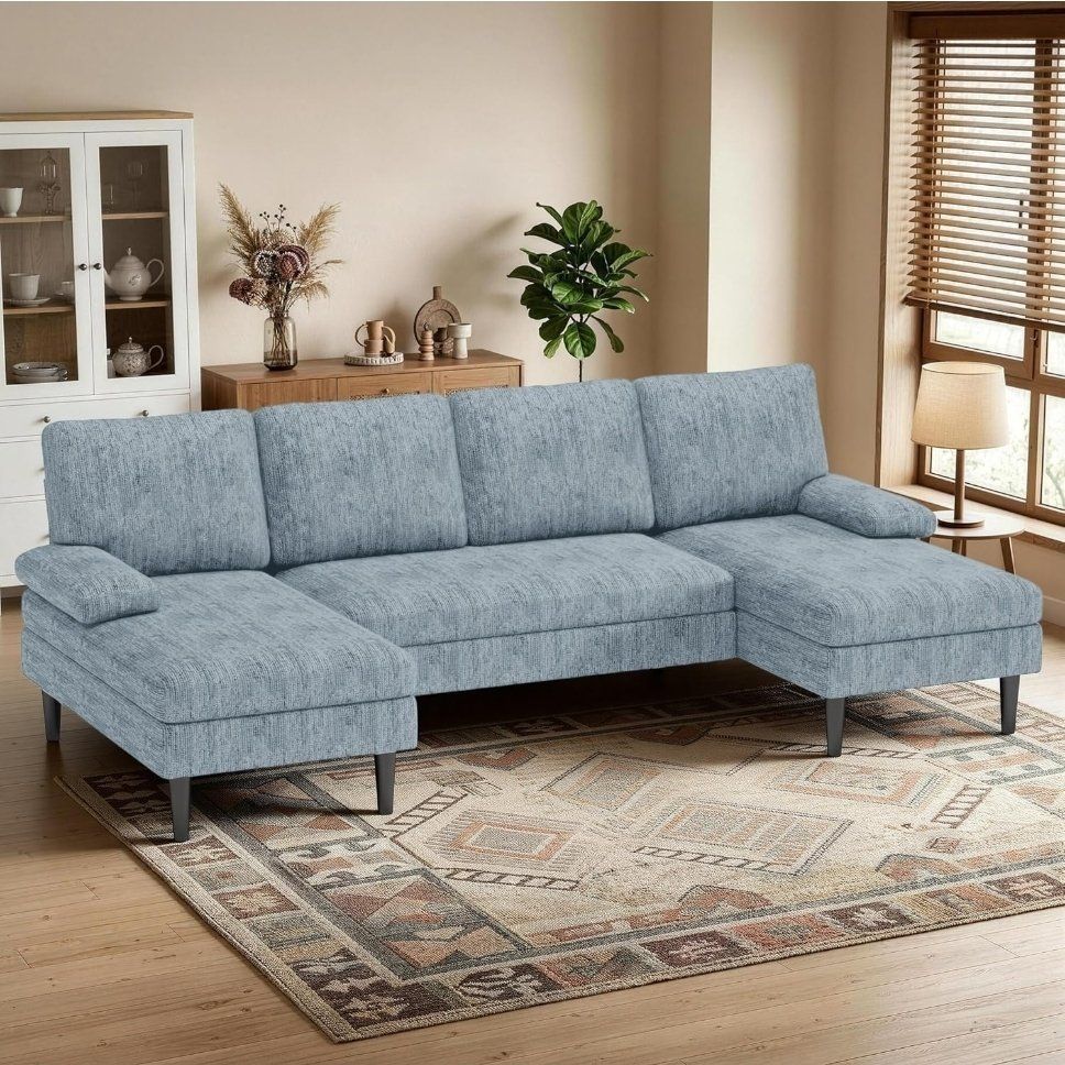 BRAND NEW KORSER SECTIONAL SOFA "U", PREMIUM CHENILLE FABRIC. PEWTER COLOR