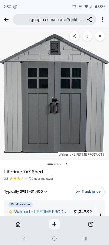 Lifetime 7x7 Outdoor Storage Shed - Grey