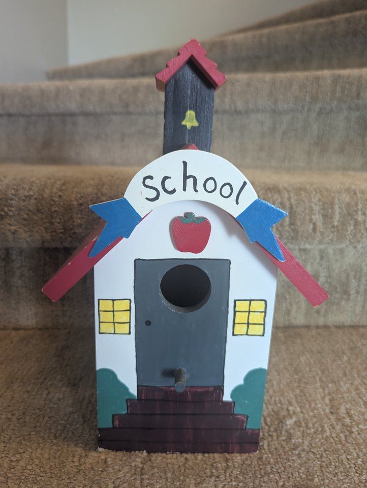 Hand painted schoolhouse birdhouse