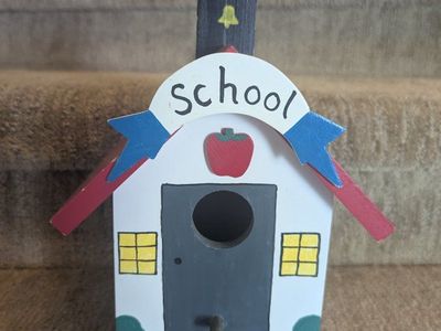 Hand painted schoolhouse birdhouse