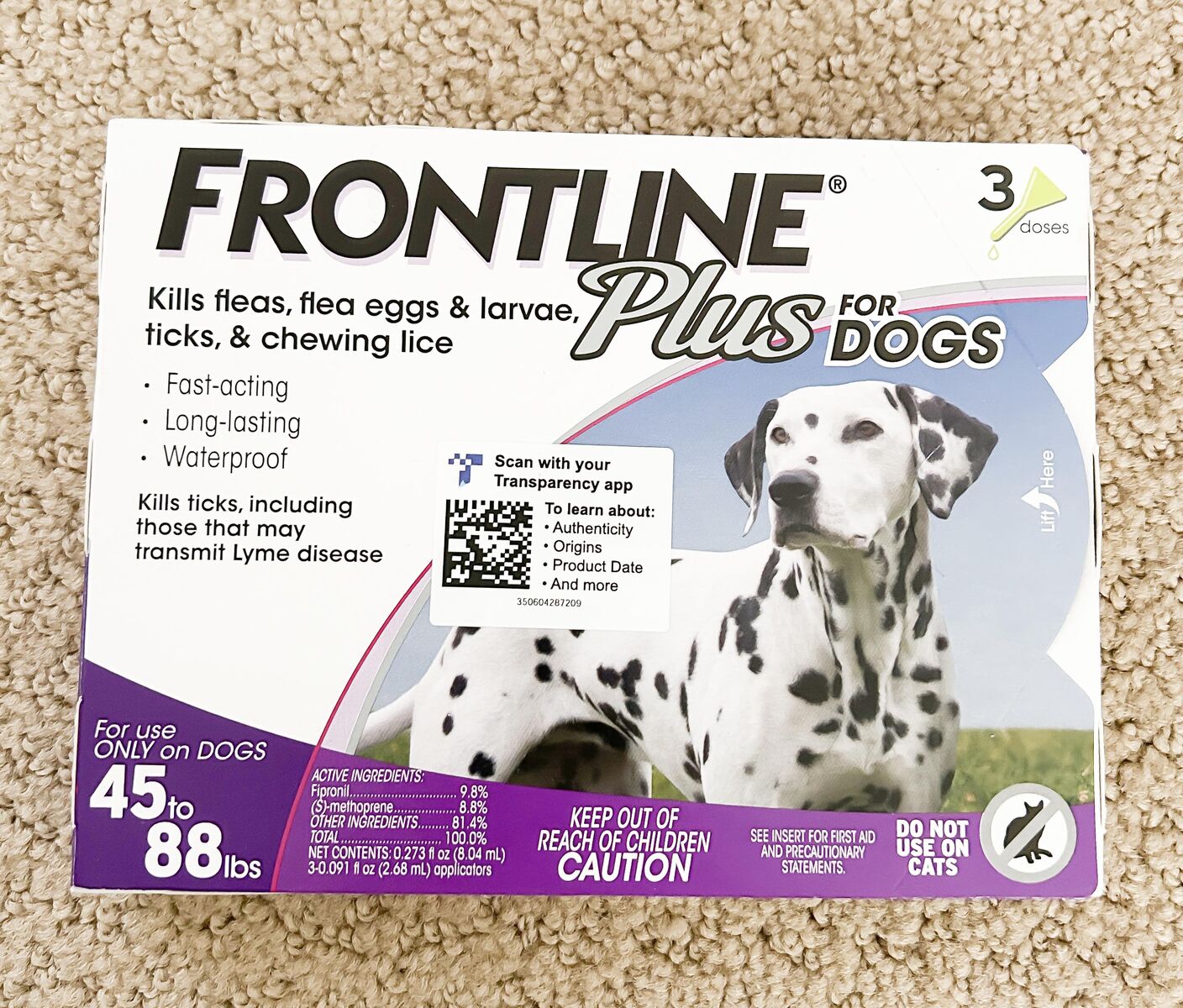 FRONTLINE Plus Flea and Tick Treatment for Large Dogs Up to 45 to 88 lbs
